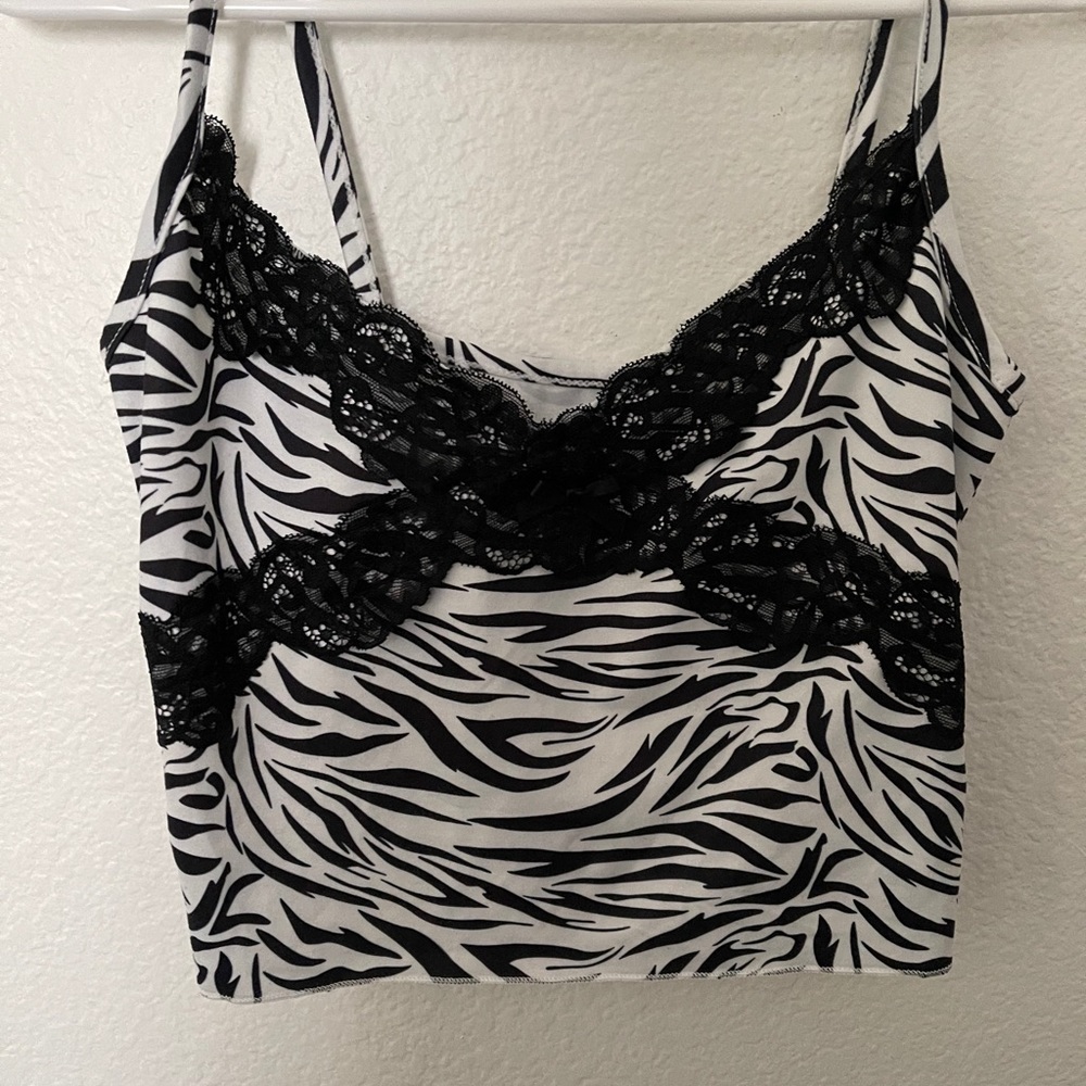 Zebra Lace Tank Top🤍🖤